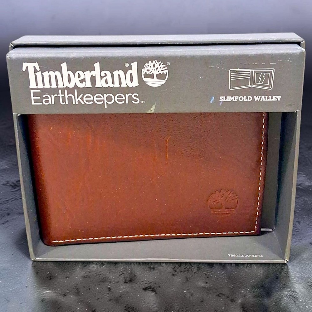 Timberland Earthkeepers Slimfold Bifold Wallet T88022 Brown Leather Mens w/ Box